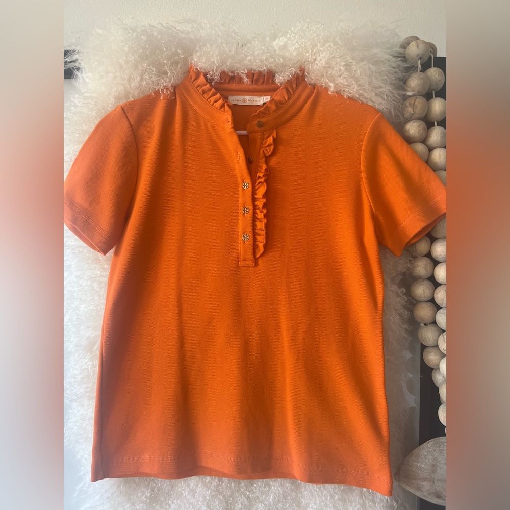 Tory Burch Scalloped Collar Short Sleeve T-Shirt